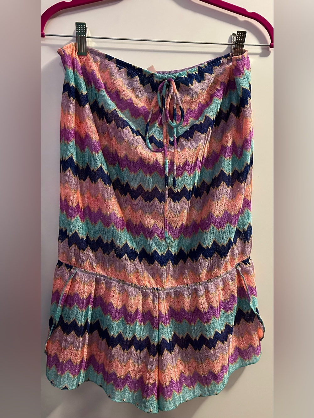 Vintage Y2K VS chevron stripe swim coverup strapless romper